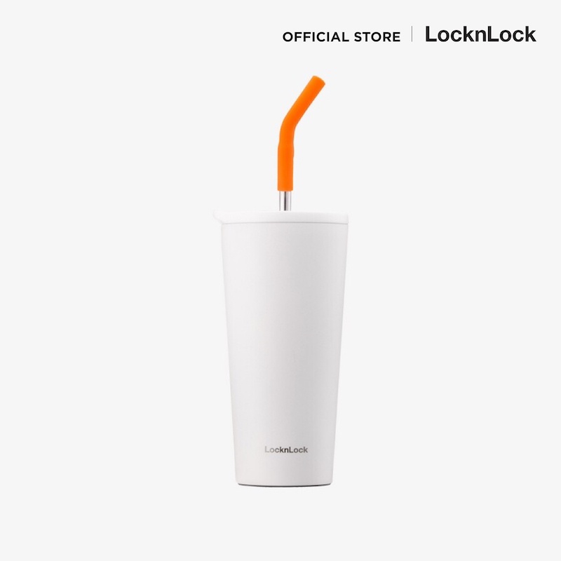 LocknLock แก้วน้ำเก็บอุณหภูมิ Straw Vacuum Coldcup ความจุ 550 ml. รุ่น LHC4304WHT