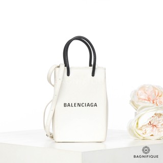 BALENCIAGA TOTE XS WHITE BLACK LEATHER SHW