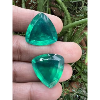 synthetic Lab Doublet Green Emerald Trillion 20mm- 45cts