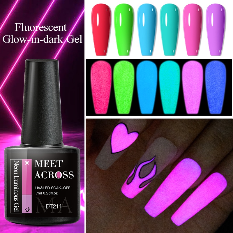 🔥MEET ACROSS เรืองแสง เล็บเจล กาวติดเล็บปลอม เจลสี กระพริบ เจลเล็บ ทําเล็บ เล็บเจลแท้ Nail Art