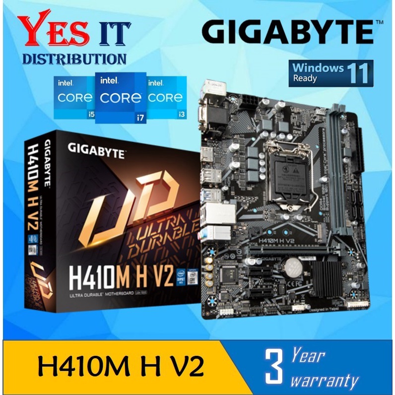 GIGABYTE H410M H V2 / H510M H V2 LGA1200 mATX MOTHERBOARD + Intel®โปรเซสเซอร์ Core 10th Gen (G6405)