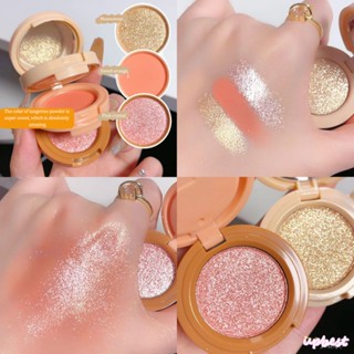 ♕Hudamoji 3-In-1 Blush Palette บลัชออนสามชั้นไฮไลท์คอนทัวร์พาเลทปรับสีผิวให้กระจ่างใสตกแต่งเครื่องสำอางติดทนนาน