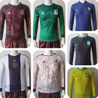 เสื้อกีฬาแขนยาว ลายทีมชาติฟุตบอล Germany Brazil France Mexico 2022 ชุดเยือน