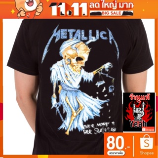 เสื้อวง Metallica  เมทัลลิกา เสื้อยืด Rock วินเทจ RCM1598 สีดำ