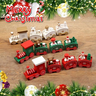 【พร้อมส่ง】รถไฟคริสต์มาส รูปทรงรถไฟไม้ ของตกแต่งปีใหม่และคริสต์มาส ของขวัญตกแต่งบ้าน 4/5PCS Christmas train ตกแต่งคริสมาส