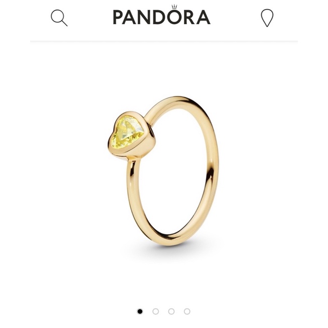 Pandora yellow stone heart ring size56 แท้100% แถมกล่องแหวน
