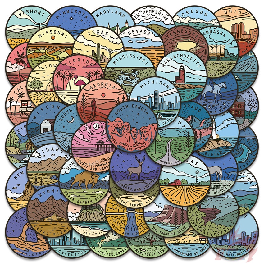 Famous Scenery Art Series 01 Stickers 50Pcs/Set DIY Fashion Waterproof Decals Doodle Stickers