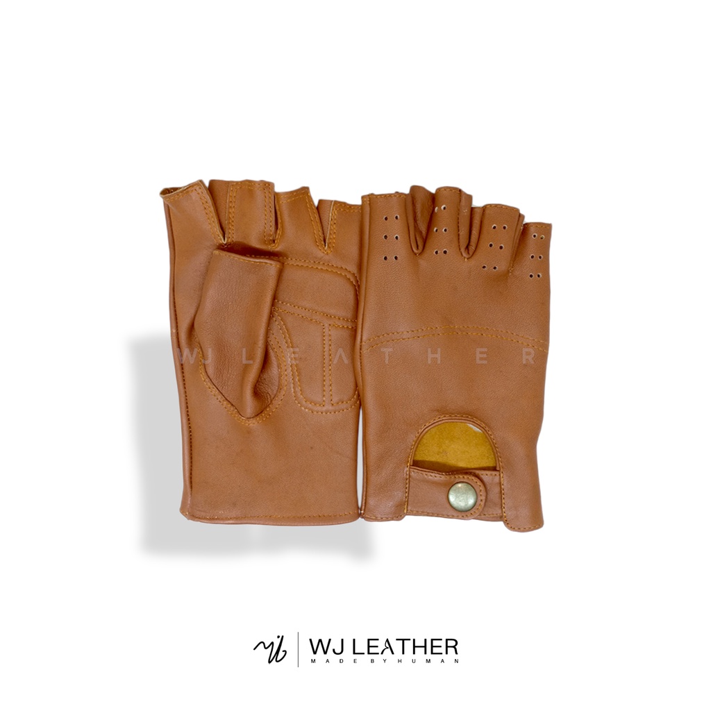 Wj Leather - ถุงมือย้อนยุคหนังแท้ Half Race