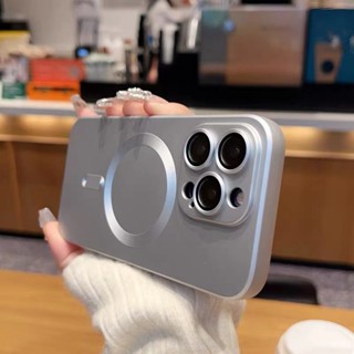 【With lens film/Matte soft case/Silver】เคส compatible for iPhone 15 pro max case