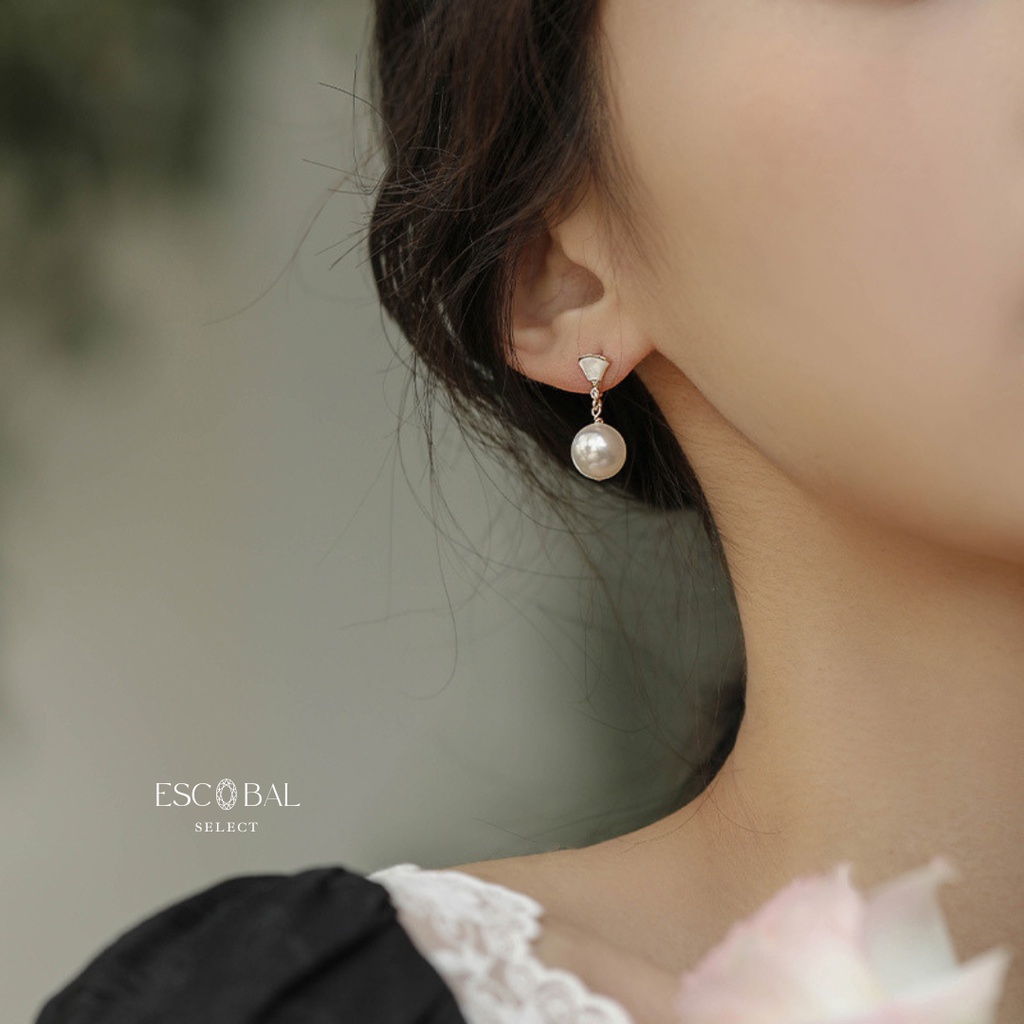 ESCOBAL✨ต่างหูไข่มุก Shell Pearl ต่างหูมุกธรรมชาติแท้100% ต่างหูเงินแท้ไม่แพ้ ตุ้มหูมุกแท้ ต่างหูมุกเกาหลี ตุ้มหูเงินแท้