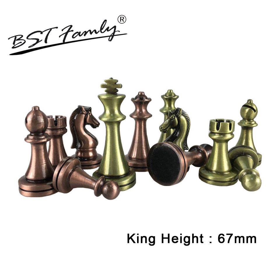 Kirsite Electroplating Technology Chess Pieces High Grade King Height 67mm Chess Game Set Bronze Chess Piece BSTFAMLY IA