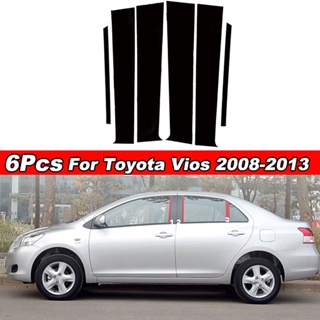 【IN Stock Store】สติกเกอร์ติดเสาประตู หน้าต่างรถยนต์ สีดําวาว คุณภาพสูง สําหรับ Toyota Yaris XP90 Sedan 2005-2013 6 ชิ้น