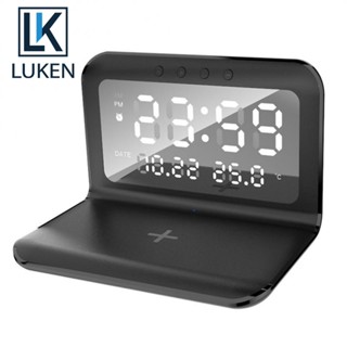 Luken 3 In 1 เครื่องชาร์จโทรศัพท์ไร้สาย 15W LED ตั้งโต๊ะ ปฏิทิน นาฬิกา ชาร์จไร้สาย อเนกประสงค์ สําหรับ ip 14 13 12 XiaoMi Huawei