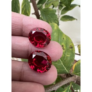 synthetic Ruby 10x12mm oval shape 2 pieces