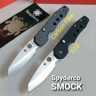 มีดพับ Spyderco Smock Folding Knife S30V Satin Plain Blade, Carbon Fiber/G10 Handle, C240 Smock