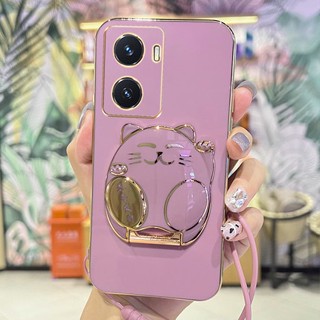 เคส Vivo Y36 Y77 Y35 Y22 Y16 Y22s Y02s Y31 แฟชั่น แมวนําโชค ตัวยึด เคสโทรศัพท์ กันกระแทก