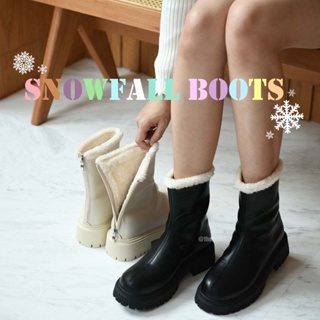 บู้ทลุยหิมะบุขนข้างใน ใส่สบายมากๆ ส้นแบนหนา Snowfall Boots