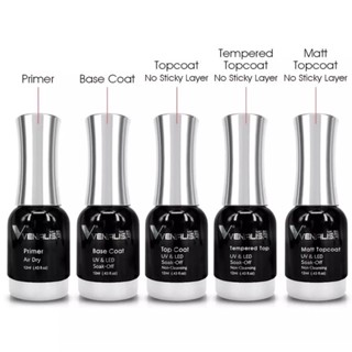 🇹🇭เวนาลิซ่า เบสเจล ท็อปเจล ท็อปเคลือบสีเจล VENALISA No-wipe Top Coat 12ml Nail Art Gel Polish Shiny Glass Bottle Gel