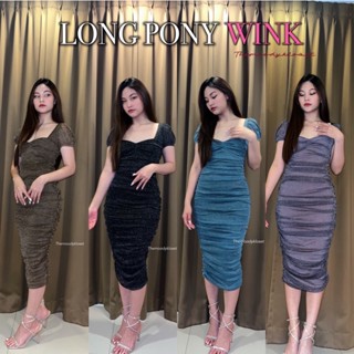 🚚พร้อมส่ง ส่งของทุกวัน🔥 Long Pony Wink เดรสแขนตุ๊กตาผ้ากลิตเตอร์ตาข่ายนิ่มๆ ใส่ออกงาน วิ้งๆ เล่นแสงสุดใจ
