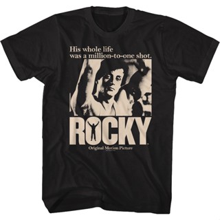 Million To One Shot Rocky Shirt เสื้อยืดแขนสั้น เสื้อตราหานคู่ เสื้อยืดไม่ต้องรีด เสื้อวินเทจผญ