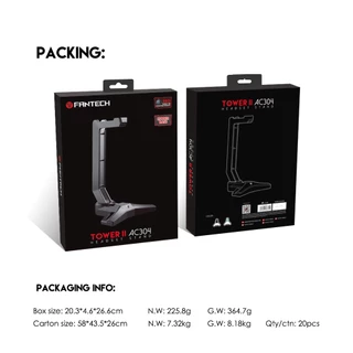 Fantech AC304 สีดำ Headphone Stand With Cable Holder แฟนเทค สแตนแขวนหูฟัง ขาตั้งหูฟัง พร้อมช่องวางสายหูฟัง
