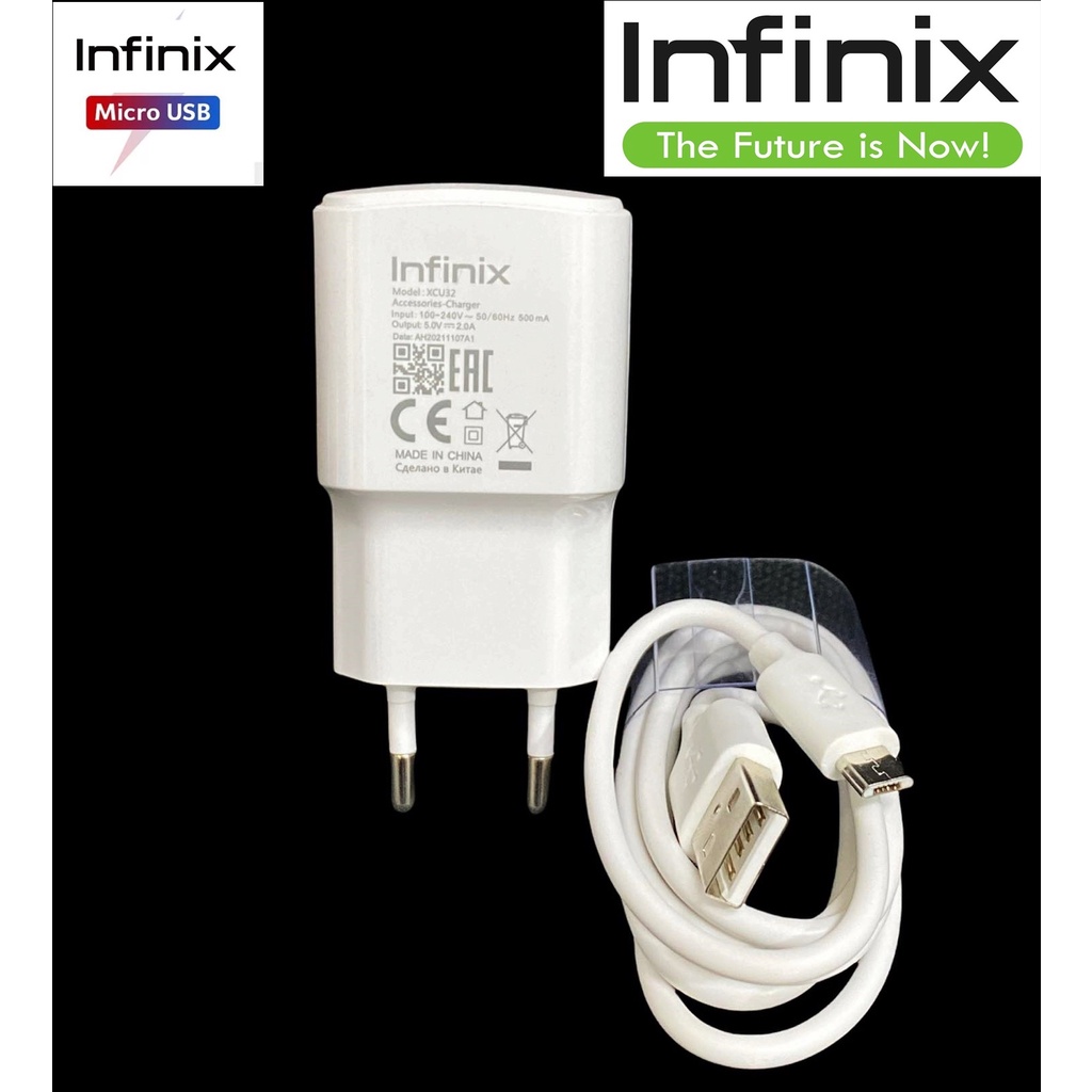 หัวชาร์จพร้อมสายชาร์จ ของแท้ศูนย์ ยี่ห้อ Infinix  5V2A ใช้ได้กับมือถือทุกรุ่น ของ Infinix ใช้ได้หลาย