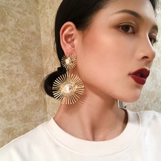 เกาหลี โลหะ ทอง ดอกทานตะวัน ต่างหูหล่น สําหรับเด็กผู้หญิง แฟ…