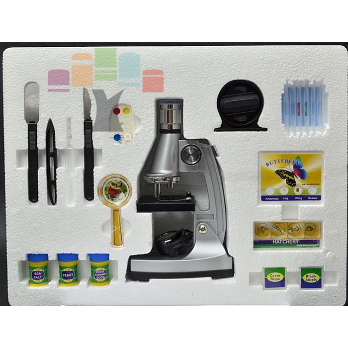 A10x-20x Zoom Eyepiece LED Light 1200x Magnification Children Microscope with Illuminated Lamp and Reflecting Mirrorfor #7
