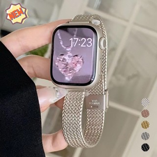 สายนาฬิกาข้อมือ สเตนเลส สีทอง หรูหรา สําหรับ Apple Watch 40 มม. 38 42 44 มม. iWatch Se 7 6 8 5 4 3 41 มม. 45 มม. 49 มม.