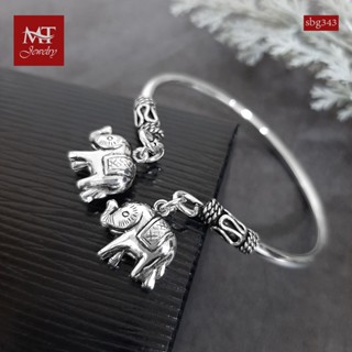 MT กำไลข้อมือเงินแท้ ตุ้งตื้ง รูปช้าง สไตล์บาหลี ข้อมือ 17, 18 ซม. Solid 925 Sterling Silver Bangle (sbg343) MT Jewelry มณีธารา