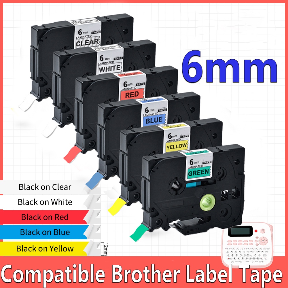 6 มม.TZe211 ป้ายแตะใช้งานร่วมกับ Brother เทปฉลากสําหรับ PT-E100 PT- D210 PT-D400 PT-D450 PT-D600 PT-