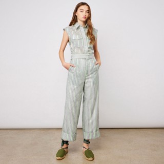 [asv ss22] Jane stripe Culottes กางเกงผู้หญิง ขายาว ทรงคูลอต แต่งคาดเข็มขัด แต่งพับชาย