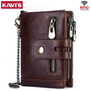 KAVIS Rfid Genuine Cow Leather Wallet Men Coin Purse Male Cuzdan PORTFOLIO MAN Portomonee Small Min Walet Pocket Fashion