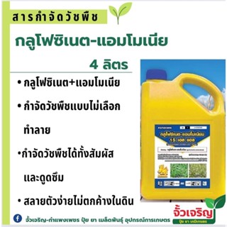 กลูโฟซิเนต กิเลนฟ้า แกลอนเหลือง 4ลิตร*6แกลอน ฆ่าหญ้าทุกชนิด ในสวนผลไม้ ไร่ นา ออกฤทธิ์ ดูดซึม เผาไหม้