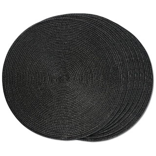 Round Braided Placemats Set of 6 Table Mats for Dining Tables Woven Washable Non-Slip Place Mats 15 Inch Halloween Black