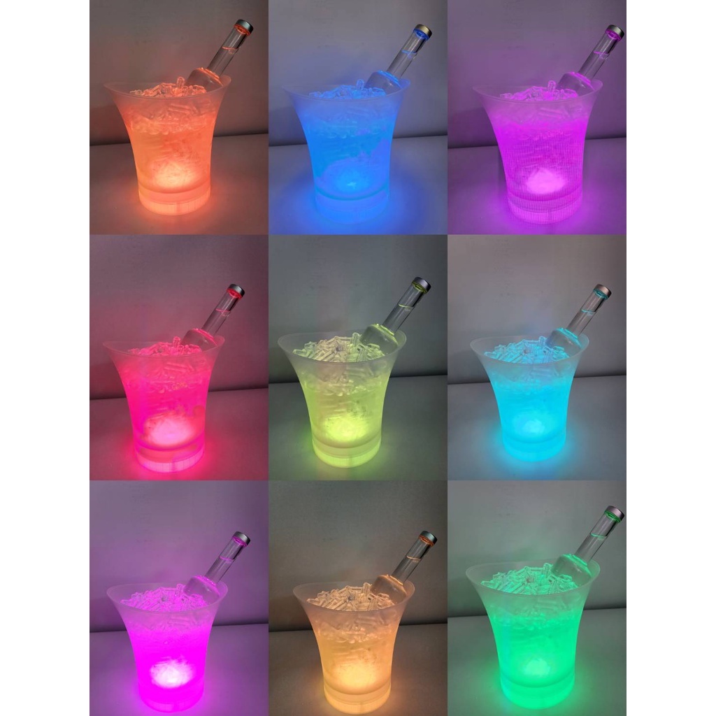 ถังน้ำแข็ง LED สี5L, LED ice bucket ถังน้ำแข็งLED ถังแช่น้ำแข็งมีไฟเปลี่ยนสี ขนาด 5L size D25*23.5*H