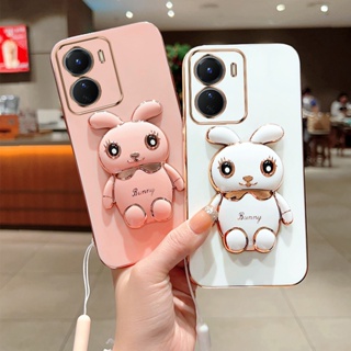 เคส Vivo V2204 V2203 V2202 V2201 V2205 V2130 V2050 V2108 V2124 V2169 เคสโทรศัพท์ กระต่ายน่ารัก แบบพับได้ สามมิติ