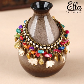 Ellastore123 สร้อยข้อมือ ประดับลูกปัด หลากสี แบบพกพา สไตล์โบฮีเมียน สําหรับผู้หญิง