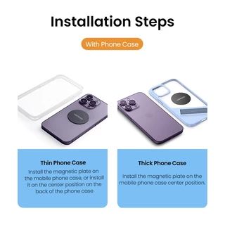 UGREEN Metal Plate Magnetic Disk For Car Phone Holder For Magnet Mobile Phone Holder（หนึ่งรอบ หนึ่งสี่เหลี่ยม）