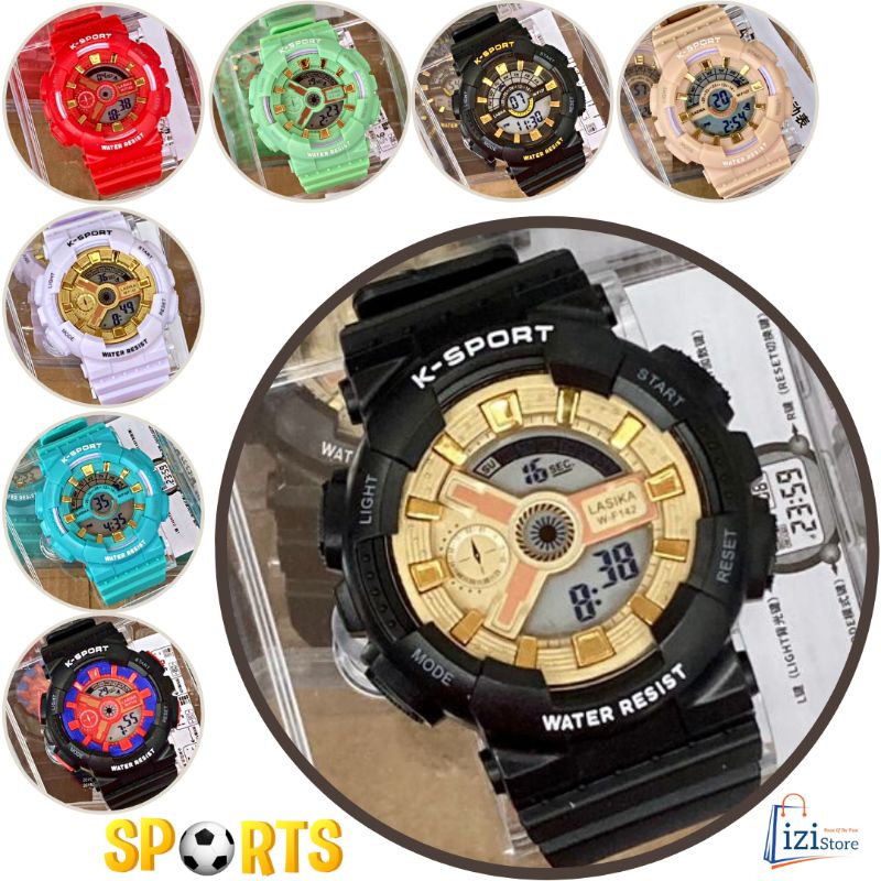 นาฬิกาดิจิตอล LASIKA K-SPORT W-F109 สายยางดำ กันน้ำ 3ATM