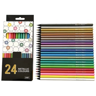 Sup ดินสอสีเมทัลลิก สีดํา 24 สี สําหรับวาดภาพ