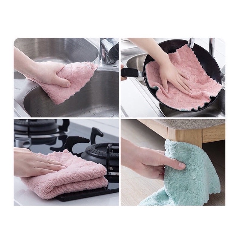 ผ้าเช็ดโต๊ะ ผ้าเช็ดมือ 5 ผืน ผ้านิ่ม นุ่ม ใช้งานเอนกประสงค์ ขนาด 25x25 ซม. - รูปที่ 2