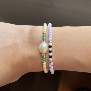 Set of 2 • Freshwater pearl• beaded bracelets