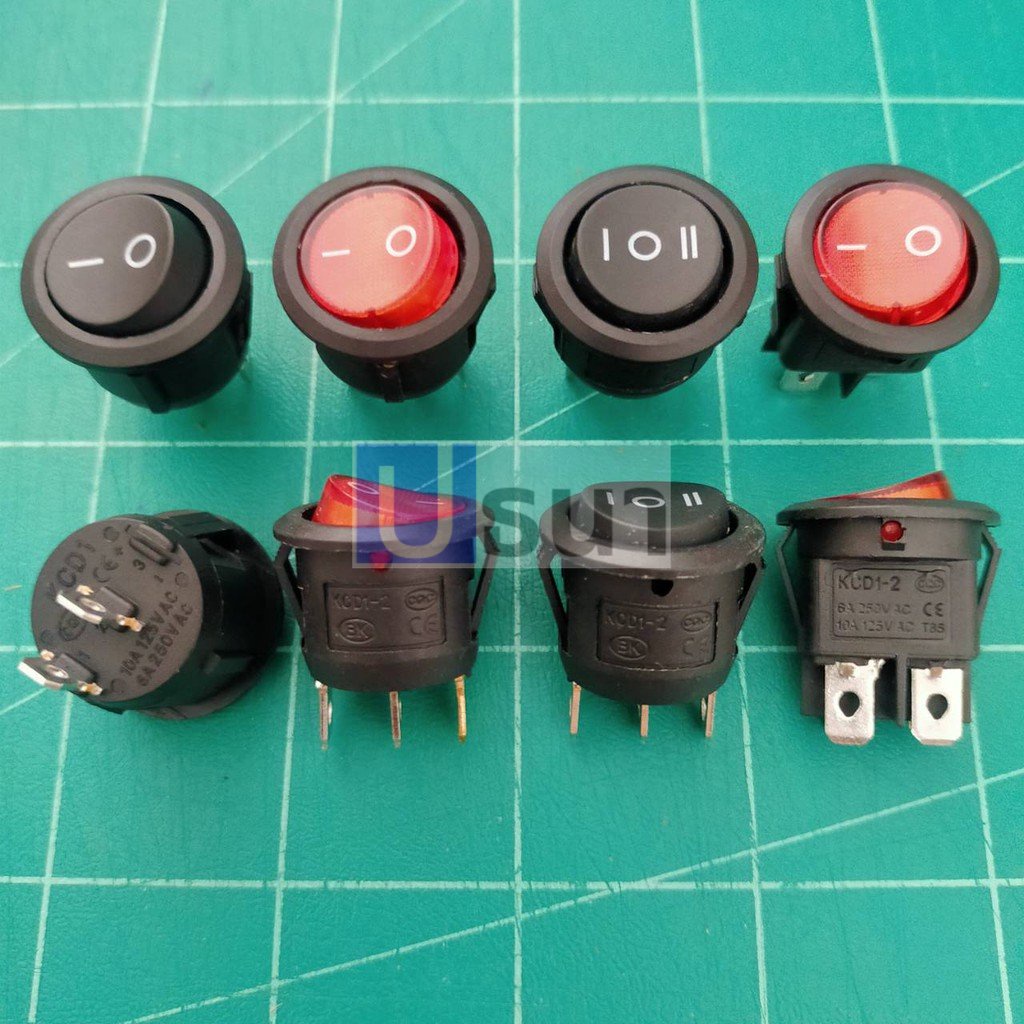 สวิทช์ กลม 20mm กระดก เปิด ปิด Switch 2 ขา 3 ขา 4 ขา 6A 250V #สวิทช์กลม 20mm (1 ตัว)