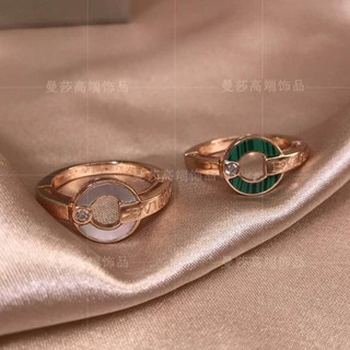 Bvlgari แหวนทองแดง ฝังเหรียญ แฟชั่น สําหรับผู้หญิง P831