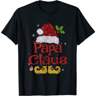 T-Shirt  เสื้อยืดพิมพ์ลาย Papa Claus แฟชั่นสําหรับครอบครัว ชุดคริสต์มาสใหม่