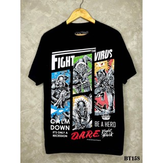 Fightthevirusเสื้อยืดสีดำสกรีนลายBT158