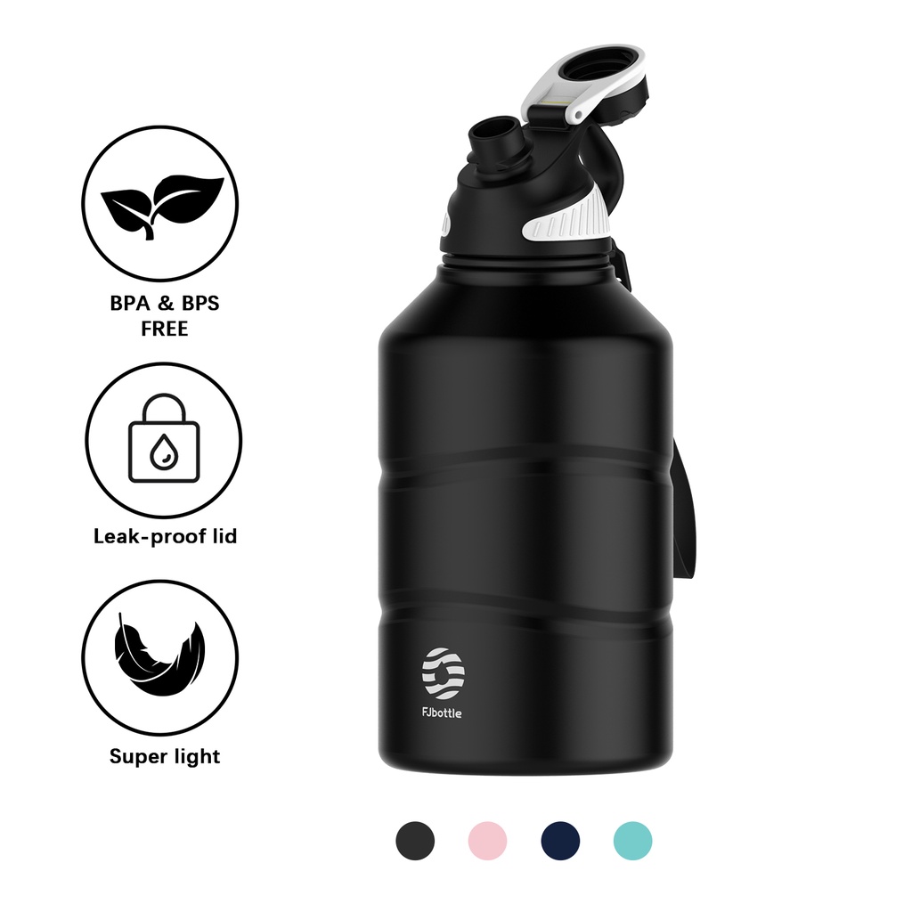 Fjbottle ขวดน้ําสเตนเลส 304 ความจุขนาดใหญ่ 2200 มล. 68 ออนซ์ สําหรับออกกําลังกาย