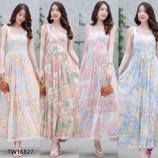 🌸🌺 เดรสแม็กซี่ เดรสลายดอก เดรสสายเดี่ยว เดรสชีฟอง Maxi dress ผ้าชีฟอง เดรสลายดอกไม้ ลายดอกไม้ 🍃🌺