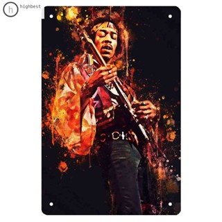 แผ่นป้ายโลหะดีบุก Jimi Hendrix สําหรับตกแต่งผนังบาร์ ผับ คาเฟ่ บ้าน